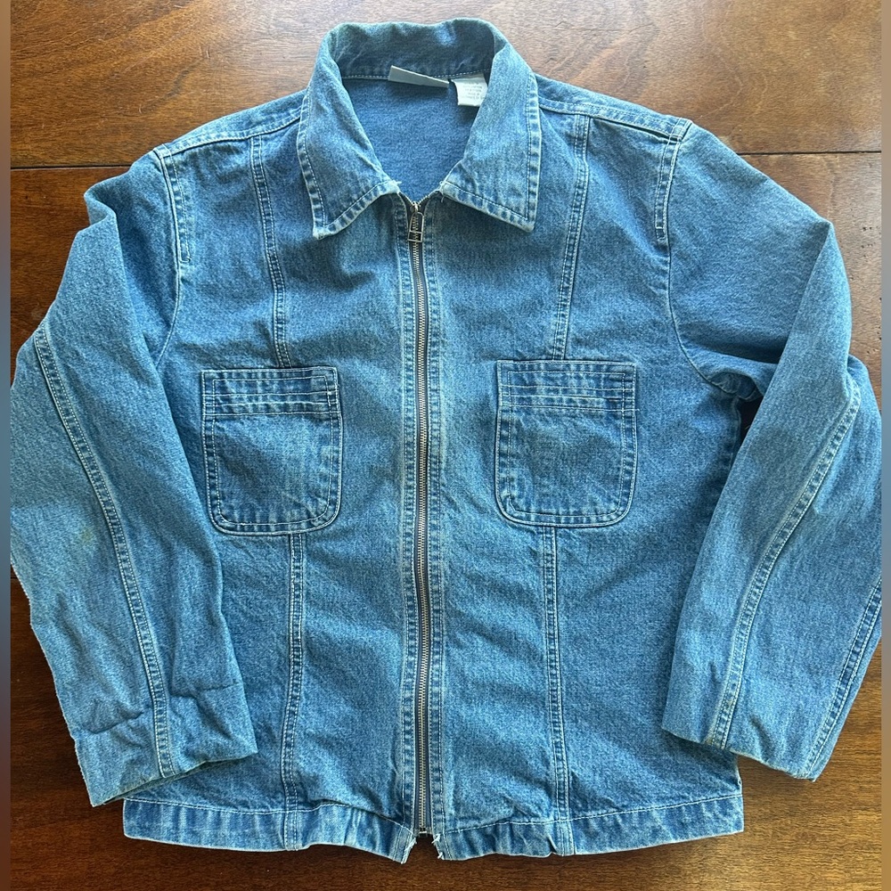 Vintage Y2K 90s Basic Equipment Zip Denim Shirt Jacket | Women’s Small